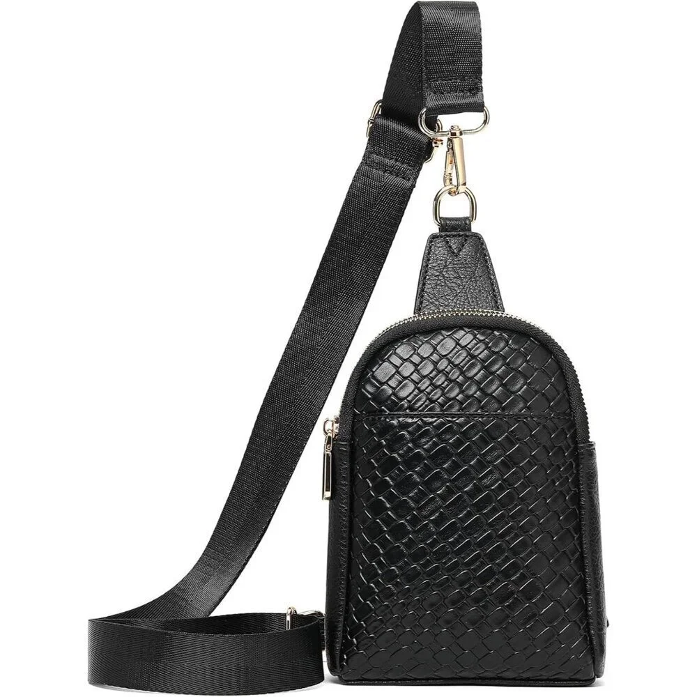 Women Small Sling Bag Vegan Leather Multi-Compartment Crossbody Purse